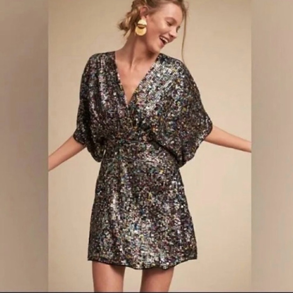 BHLDN NWOT Jax Multicolor Sequin Mini Dress size 10